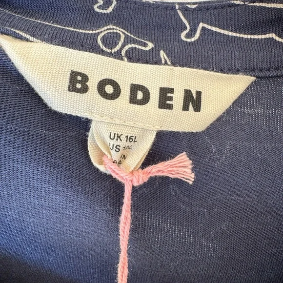 NWT Boden Julia Dachshund Shirt Dress Sz 12L Navy Knit LS Preppy Doxie Lover - Picture 5 of 7